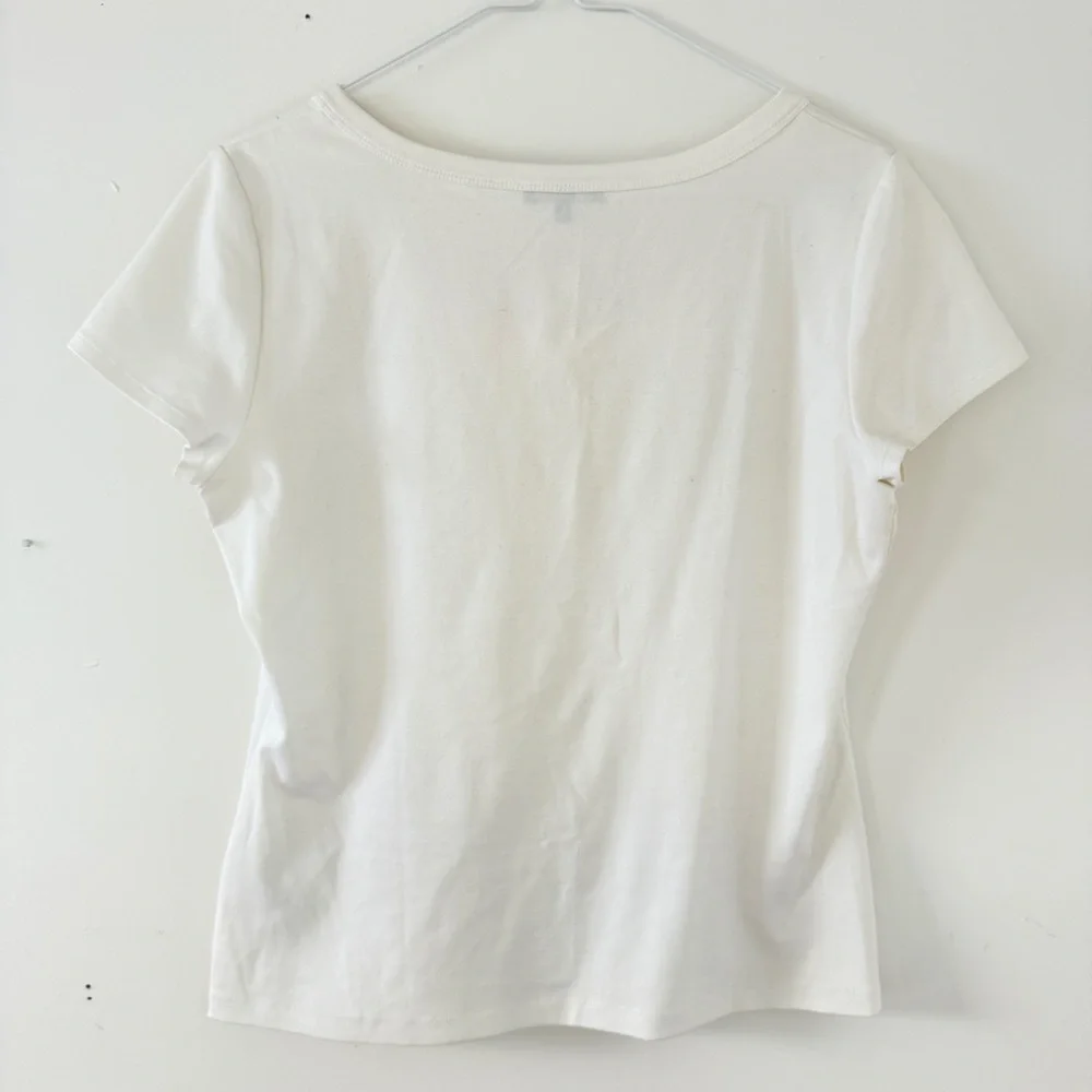 Lafayette 148 Round Scoop Neck Classic White Tee - Picture 3 of 5